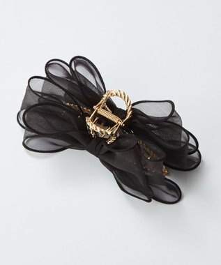 Phoebe ボリュームオーガンジーリボンバンスクリップ　ブラック ブラック