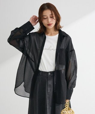 Green Parks 　・ＥＬＥＮＣＡＲＥ　ＤＵＥ　ラメシアー長袖シャツ Black