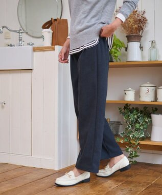 WEGO 【WEB限定/25年秋冬新作/ウエストゴム】裏ベロアワイドイージーパンツ ブラック中濃色