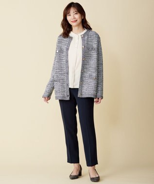 J.PRESS LADIES 【洗える】TWEED KNIT ミドル カーディガン ブラック系5