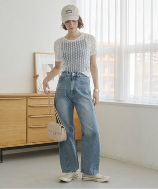 WEGO 【ANGIE VINTAGE】バレルレッグデニムパンツ ブルー