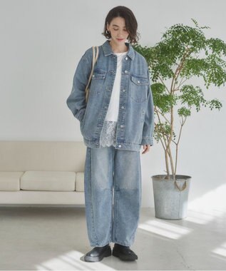 WEGO 【ANGIE VINTAGE】バレルレッグデニムパンツ ブルー