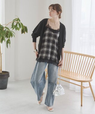 WEGO 【ANGIE VINTAGE】バレルレッグデニムパンツ ブルー