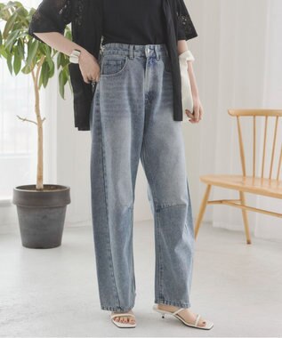 WEGO 【ANGIE VINTAGE】バレルレッグデニムパンツ ブルー