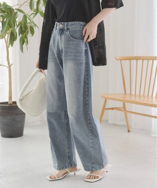 WEGO 【ANGIE VINTAGE】バレルレッグデニムパンツ ブルー