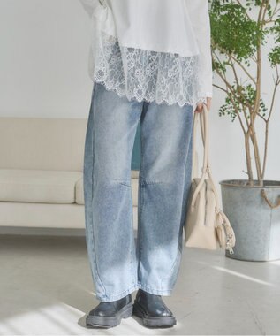 WEGO 【ANGIE VINTAGE】バレルレッグデニムパンツ ブルー