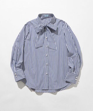 組曲 S 【ボウタイ付き】メッセージシャーティング シャツ ブルー系1