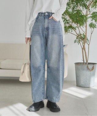 WEGO 【ANGIE VINTAGE】バレルレッグデニムパンツ ブルー