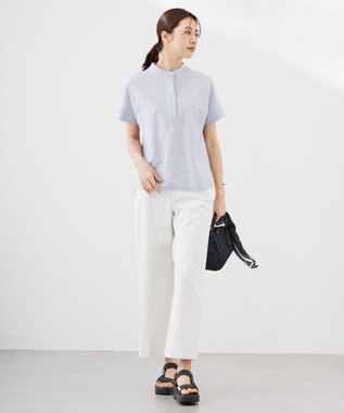 J.PRESS LADIES L ストライプジャージー ドルマンスリーブ カットソー サックスブルー系1