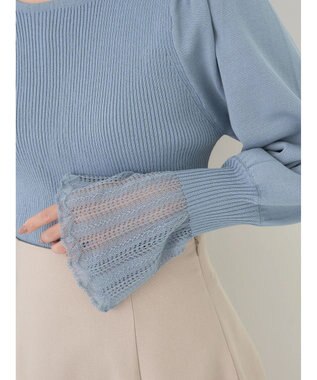 earth music&ecology 袖ポイントニットプルオーバー Blue