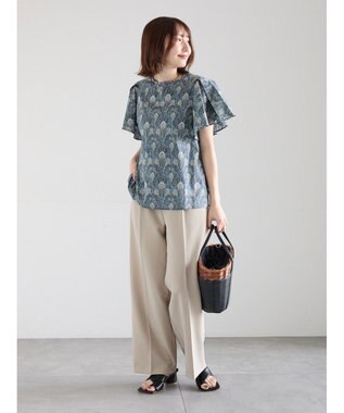 Te chichi 【LIBERTY FABRICS】フレアスリーブブラウス チャコールグレー