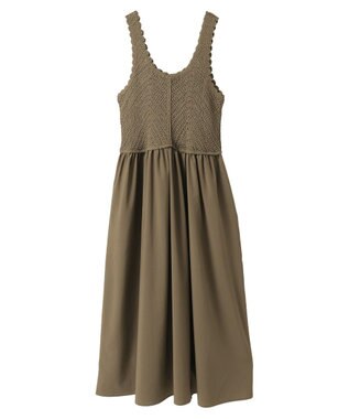 Green Parks ・ＳＵＧＡＲ　ＳＰＯＯＮ　クロシェキリカエワンピース Gray Beige