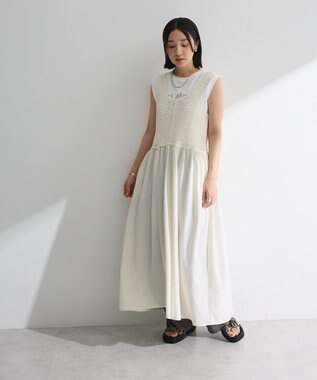 Green Parks ・ＳＵＧＡＲ　ＳＰＯＯＮ　クロシェキリカエワンピース Gray Beige