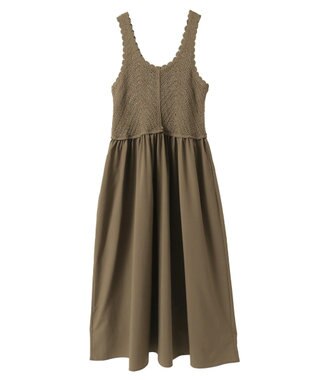 Green Parks ・ＳＵＧＡＲ　ＳＰＯＯＮ　クロシェキリカエワンピース Gray Beige