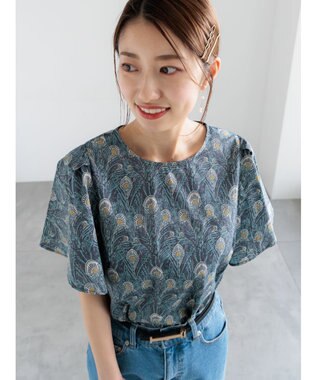 Te chichi 【LIBERTY FABRICS】フレアスリーブブラウス チャコールグレー