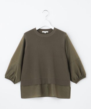 自由区 ハイツイストコットンアセテートプルオーバー ニット ダークカーキ