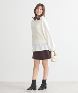 earth music&ecology ラメジャガードニットベスト Ivory