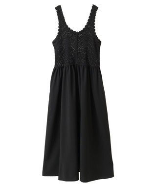 Green Parks ・ＳＵＧＡＲ　ＳＰＯＯＮ　クロシェキリカエワンピース Gray Beige