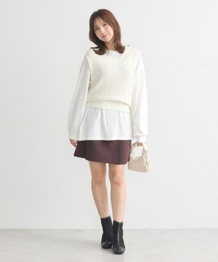 earth music&ecology ラメジャガードニットベスト Ivory