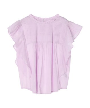 earth music&ecology コットンボイルフリルブラウス Light Pink