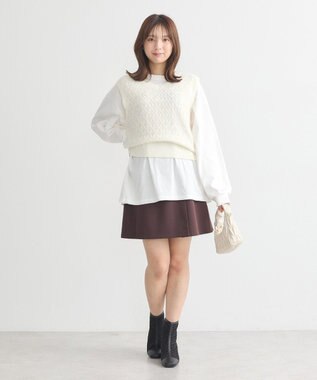 earth music&ecology ラメジャガードニットベスト Ivory