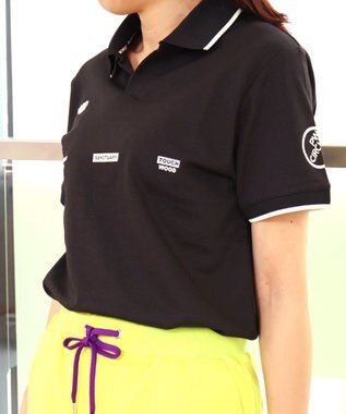 PW CIRCULUS 【WOMEN】【吸汗速乾/ストレッチ/UVケア】ベーシックカノコ スキッパー ポロシャツ ゴルフウェア レディース ブラック