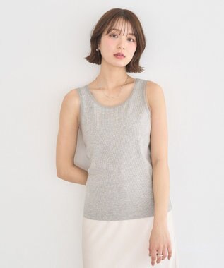 earth music&ecology エッジチュールラメテレコタンクトップ Gray