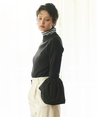 #Newans 【洗える】コンビネーションベルスリーブニット ブラック