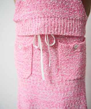 GRACE CONTINENTAL ネップツイードニットスカート ピンク