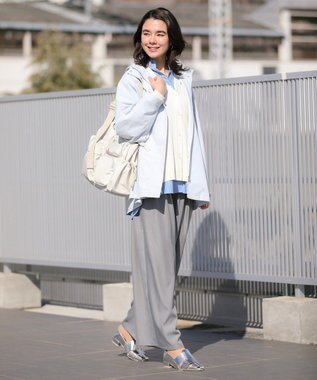 Green Parks イージーケア抜け衿シャツ Stripe Blue