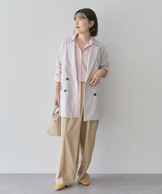 Green Parks イージーケア抜け衿シャツ Stripe Pink