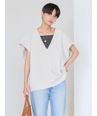 AMERICAN HOLIC クレープジョーゼットＶネックベスト Light Gray