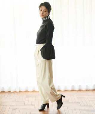 #Newans 【洗える】コンビネーションベルスリーブニット ブラック