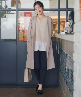 Tiaclasse ツイードコンビフレアチュニック ベージュ