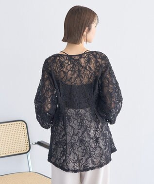 earth music&ecology レースフラワーブラウス Black