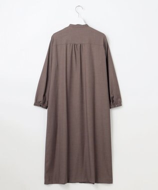 J.PRESS LADIES L 【洗える】T/Rウォッシャブルギャバ バンドカラー ワンピース モカ系