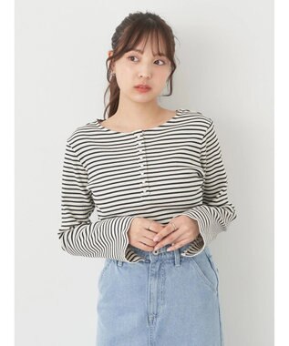 earth music&ecology パールヘンリーリブプルオーバー Border