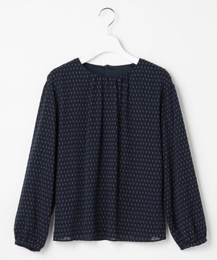 J.PRESS LADIES カットジャカードプリント カットソー ネイビーベース系