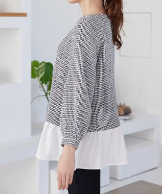 Tiaclasse ツイードコンビフレアチュニック ブラック