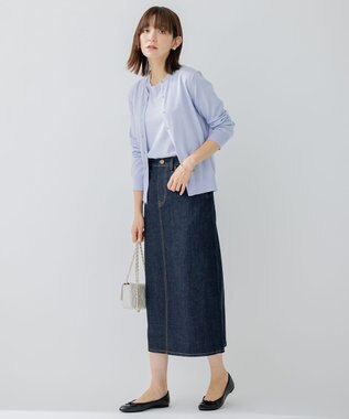 23区 L 【アンサンブル対応/洗える】プレミアム コットン カーディガン ライラック系