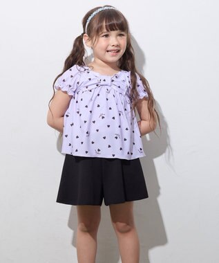 ANY KIDS 総柄 セパレート水着 ラベンダー×ブラック（ハート）