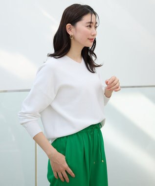 ANY 【5色展開】Ｖネックガーターニットプルオーバー エクリュ