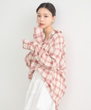 earth music&ecology アソートオーバーシャツ Check Red