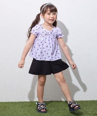 ANY KIDS 総柄 セパレート水着 ラベンダー×ブラック（ハート）