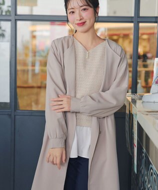 Tiaclasse ツイードコンビフレアチュニック ベージュ