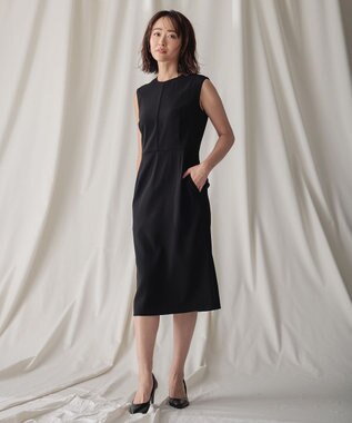 BEIGE， CINDY / クルーネックドレス Black×Black