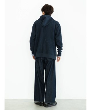 CRAFT STANDARD BOUTIQUE ケーブル柄カットパーカー1 Navy