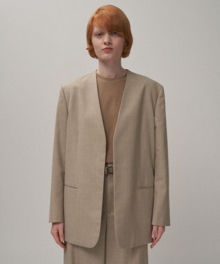 ATON WOOL SILK TWILL | カラーレスジャケット TOP BEIGE