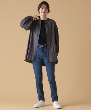 ANY シルキーソフトスタンドカラーシャツ チャコール