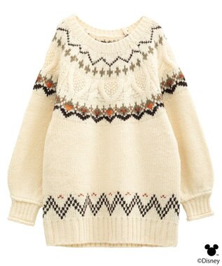 earth music&ecology 【予約】Disney/ミッキー刺繍ノルディックニットチュニック アイボリー